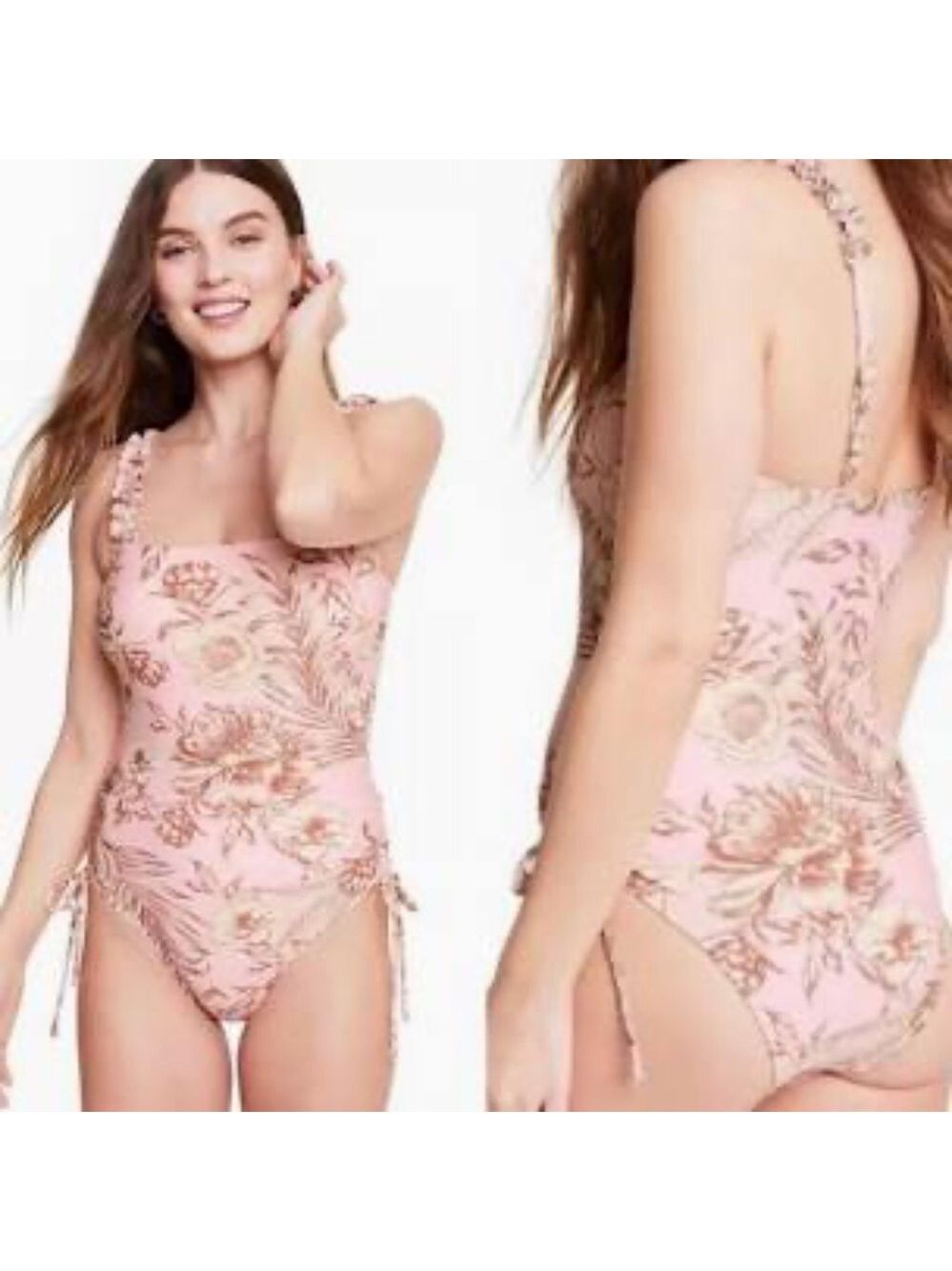 Agua Bendita Pink Brown Floral Swimsuit A20